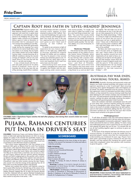 Pujara, Rahane Centuries Put India in Driver's Seat