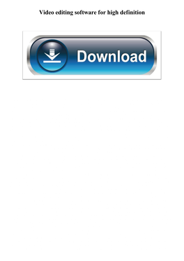 Video Editing Software for High Definition