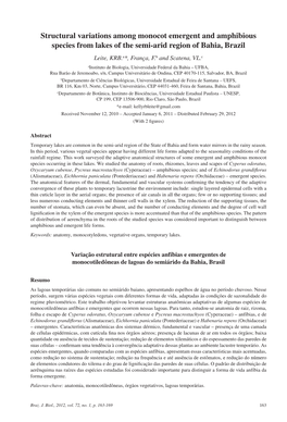 Structural Variations Among Monocot Emergent and Amphibious Species