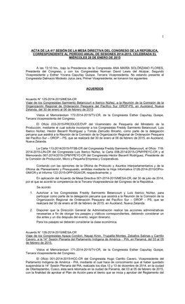 Acta De La 41ª Sesión De La Mesa Directiva Del