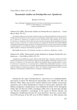 Taxonomic Studies on Psathyrella Sect. Spadiceae