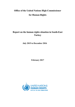 Report on the Human Rights Situation in South-East Turkey