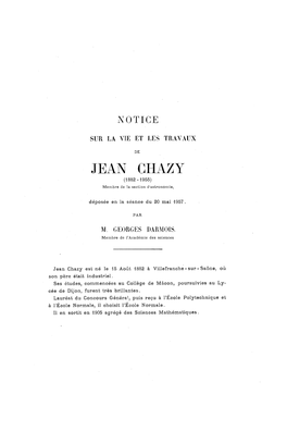 JEAN CHAZY (1882 1955) Membre De La Section D'astronomie