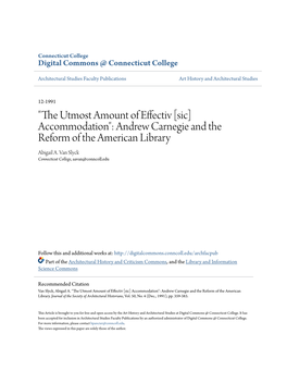 Andrew Carnegie and the Reform of the American Library Abigail A