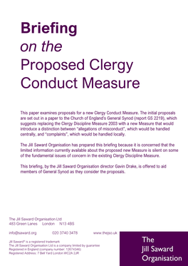 Briefing on the Proposed Clergy Conduct Measure