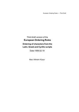 European Ordering Rules ±± Third Draft