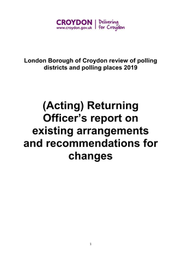 Acting Returning Officers Report