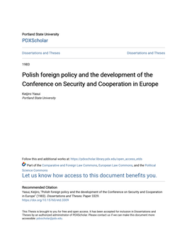 Polish Foreign Policy and the Development of the Conference on Security and Cooperation in Europe