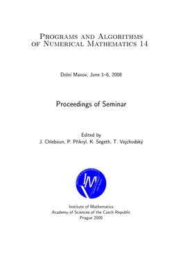 Programs and Algorithms of Numerical Mathematics 14