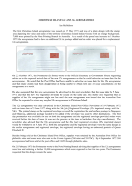CHRISTMAS ISLAND 12C and 14C AEROGRAMMES