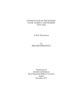 Ottoman War on the Danube: State, Subject, and Soldier (1853-1856)