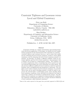 Constraint Tightness and Looseness Versus Local and Global Consistency