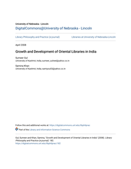 Growth and Development of Oriental Libraries in India