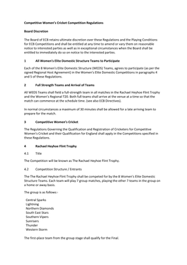 Competitive Women's Cricket Competition Regulations Board