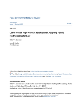 Challenges for Adapting Pacific Northwest Water Law