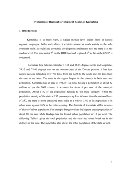 Evaluation of Regional Development Boards of Karnataka