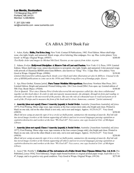 CA ABAA 2019 Book Fair
