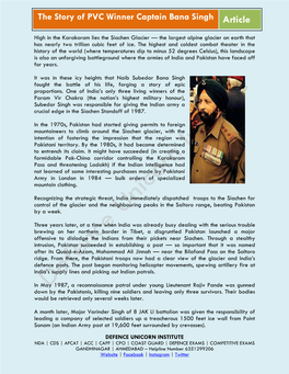 The Story of PVC Winner Captain Bana Singh Article