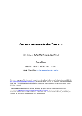 Surviving Works: Context in Verre Arts