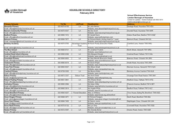 HOUNSLOW SCHOOLS DIRECTORY February 2018