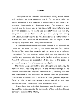 Dapitan Despujol's Decree Produced Consternation Among Rizal's Friends