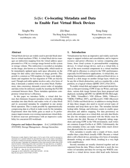 Selfie: Co-Locating Metadata and Data to Enable Fast Virtual Block Devices