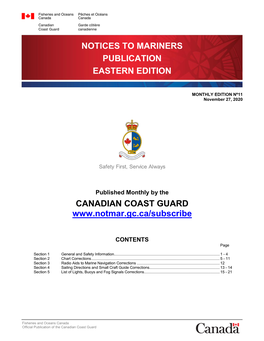 Notices to Mariners Publication Eastern Edition