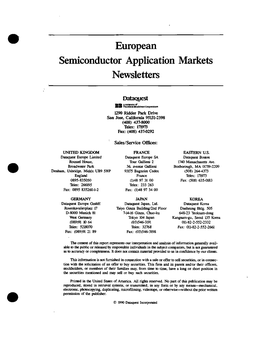 European Semiconductor Application Markets New^Sletters