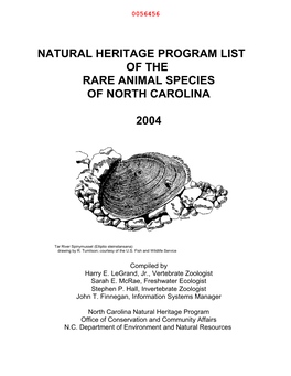 Natural Heritage Program List of the Rare Animal Species of North Carolina