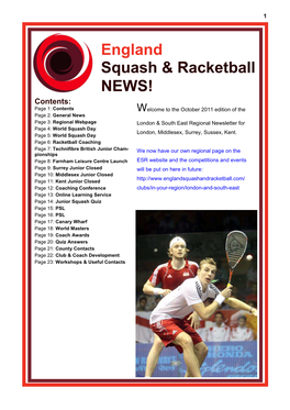 England Squash & Racketball NEWS!