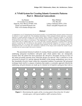 A 7-Fold System for Creating Islamic Geometric Patterns Part 1: Historical Antecedents