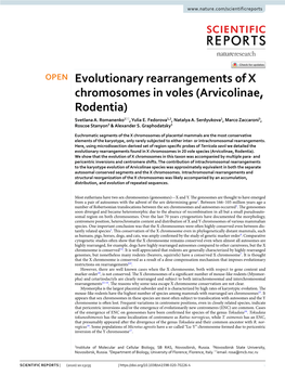 Evolutionary Rearrangements of X Chromosomes in Voles (Arvicolinae, Rodentia) Svetlana A