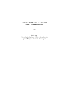 ACTA UNIVERSITATIS UPSALIENSIS Studia Historica Upsaliensia 267 Utgivna Av Historiska Institutionen Vid Uppsala Universitet Geno