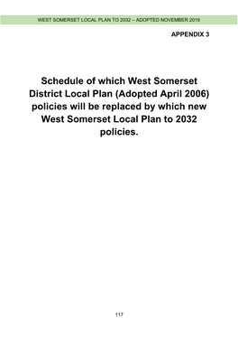 West Somerset District Local Plan Saved Policies