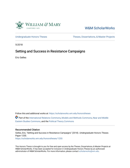 Setting and Success in Resistance Campaigns