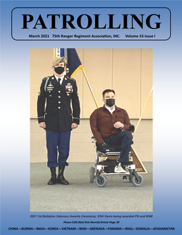 March 2021 75Th Ranger Regiment Association, INC. Volume 33 Issue L