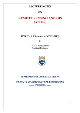 Remote Sensing and Gis (A70140)