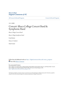 Ithaca College Concert Band & Symphonic Band