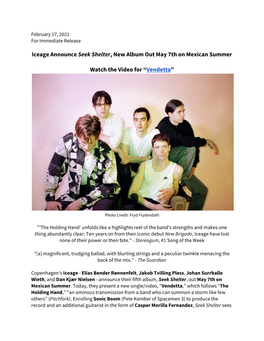 Iceage Announce ​Seek Shelter​, New Album out May 7Th On