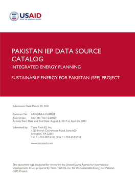 Pakistan Iep Data Source Catalog Integrated Energy Planning