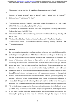 Methane-Derived Carbon Flow Through Host-Virus Trophic Networks in Soil 2 Sungeun Lee1, Ella T