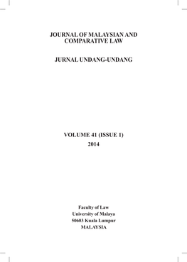 Journal of Malaysian and Comparative Law Jurnal