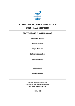 EXPEDITION PROGRAM ANTARCTICA (ANT – Land 2008/2009)
