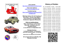 History of Holden 48 – 215 Total Built : 120.402 Price $1,466