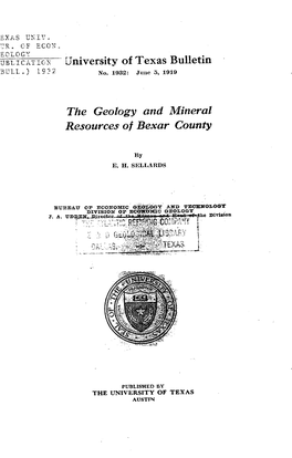 University Oftexas Bulletin the Geology and Mineral Resources