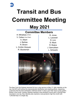 Transit and Bus Committee Meeting May 2021 Committee Members H