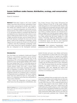 Lesser Antillean Snake Faunas: Distribution, Ecology, and Conservation Concerns