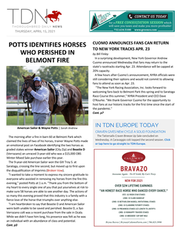 Potts Identifies Horses Who Perished in Belmont Fire