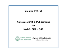 Volume VII (B) Annexure ERD I: Publications for NAAC