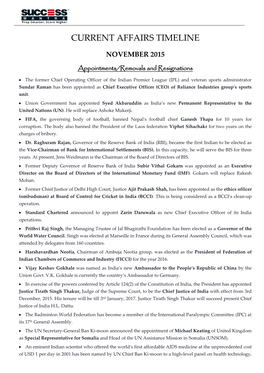Current Affairs Timeline